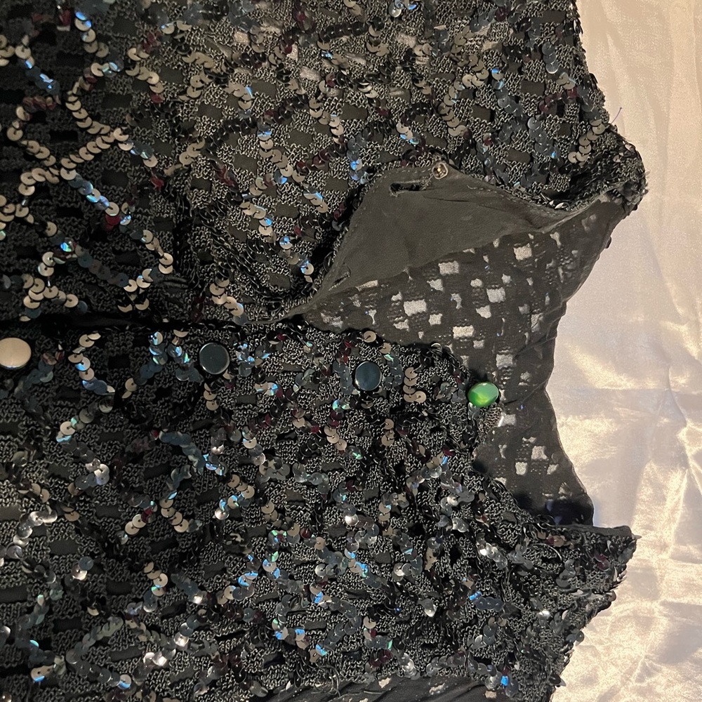 button down black sparkly vest/cardigan